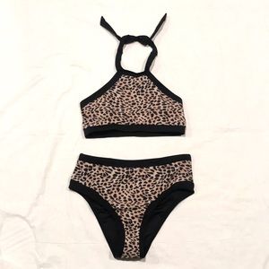 Pink Lily Cheetah Print 2 Pc Swimsuit